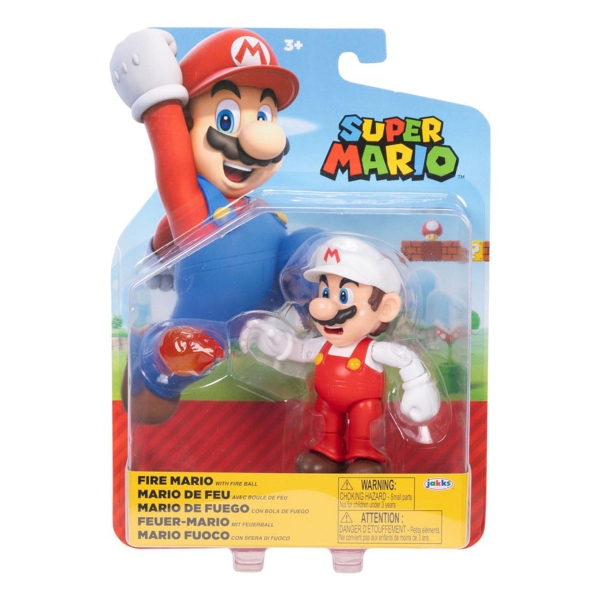 World of Nintendo Minifiguren Super Mario (Wave 41) "Fire Mario with Fireball Accessory" von Jakks